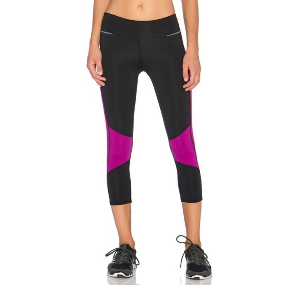 Revolve Alala Blocked Crop Tights Black Magenta XS
